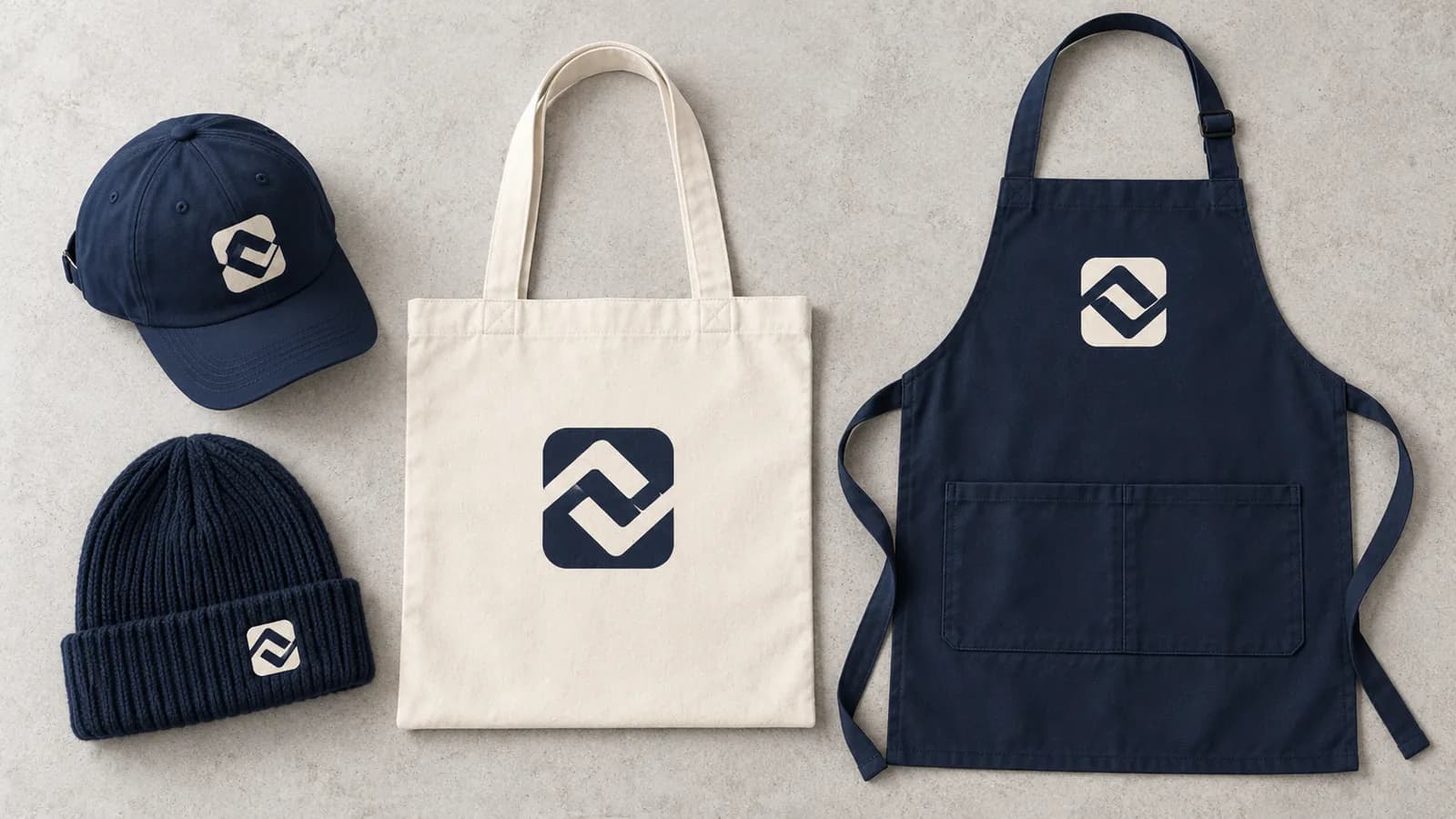 Firmenaccessoires mit Logo: Basecap, Beanie, Baumwolltasche und Schürze