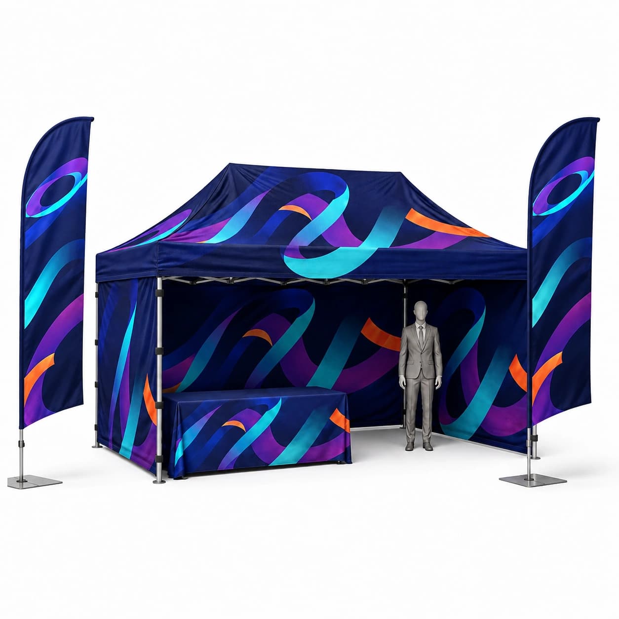 Event-Set Werbezelt 3 x 4,5m Tisch Tischdecke Fahnen, Foto und Modellvergleich