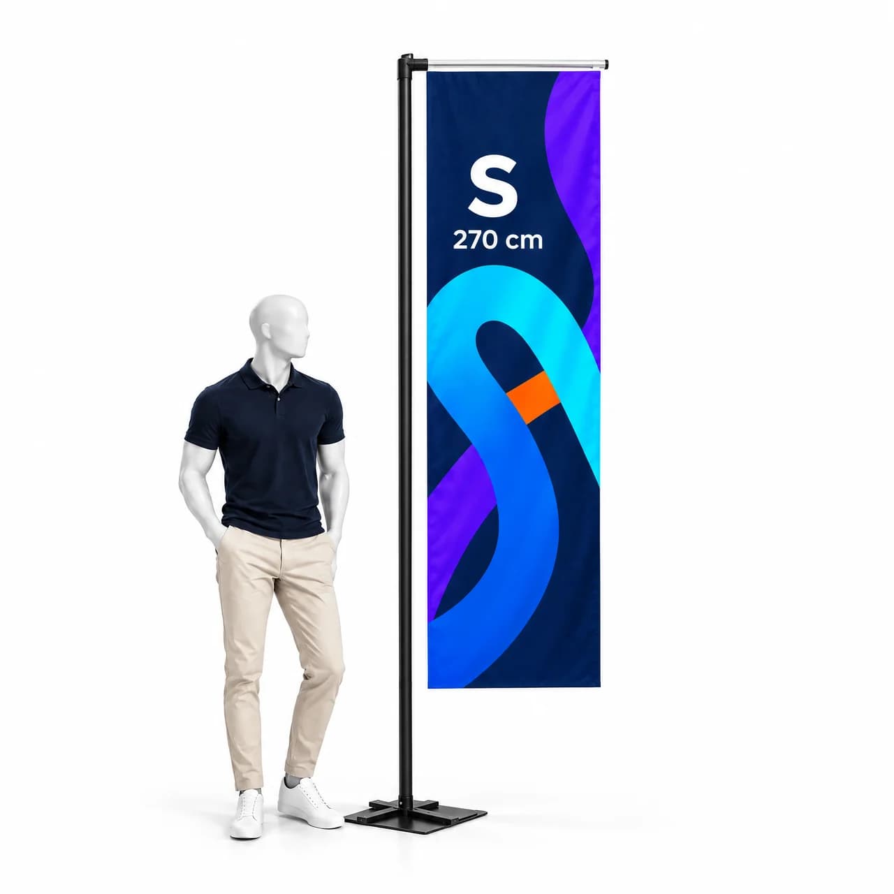 Beachflag H S 270 cm – rechteckige Werbefahne mit Druck