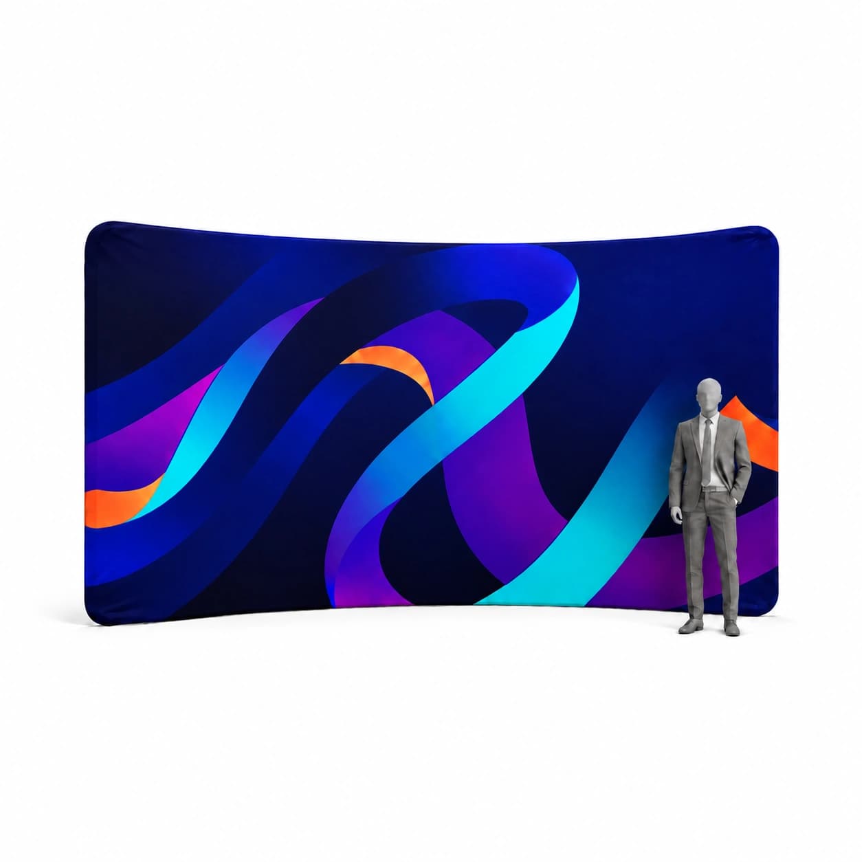 Gebogene Textilwand 400 × 230 cm mit Druck