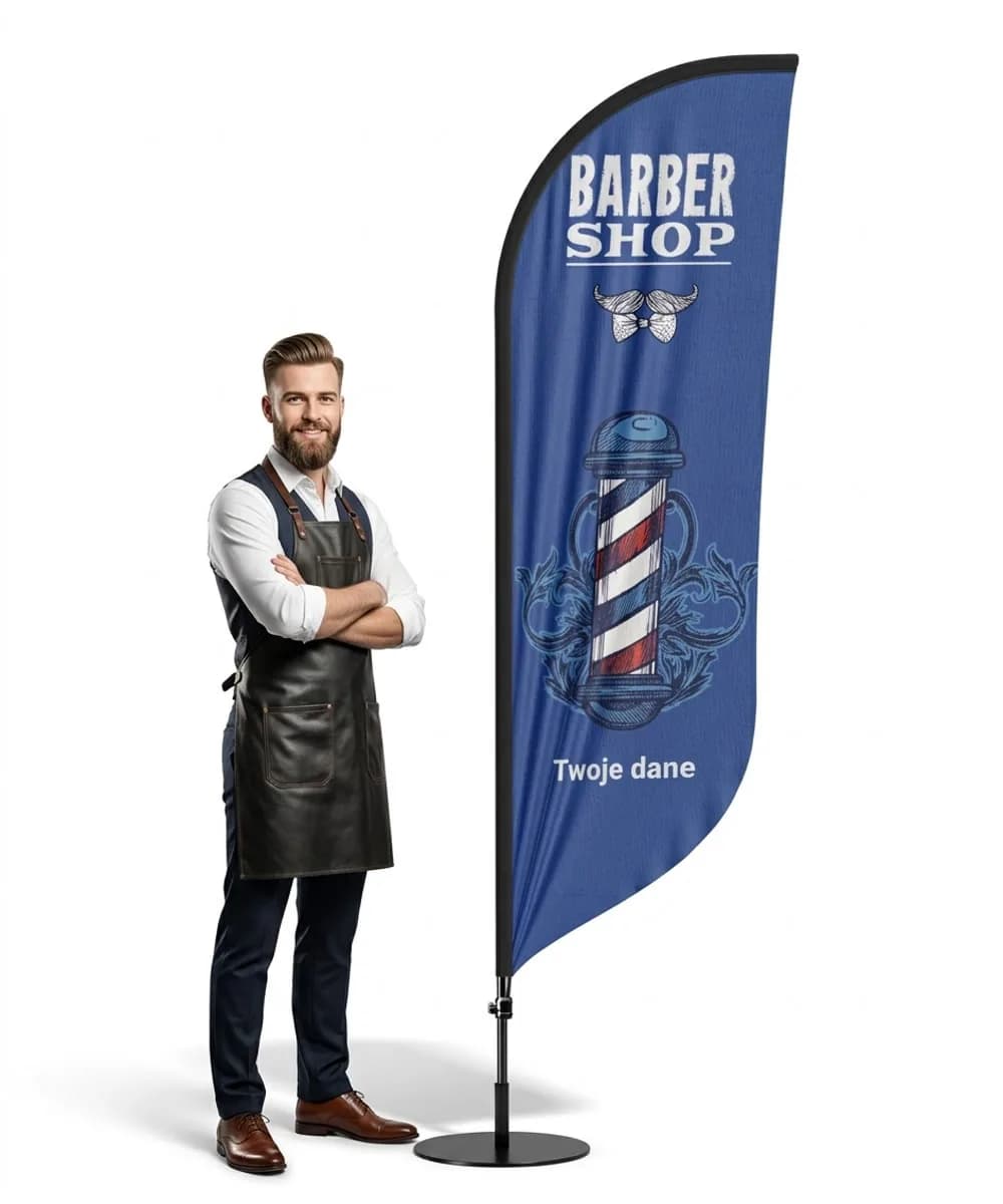 Werbefahne Winder – Barber – Muster 8 – konfigurierbares Set