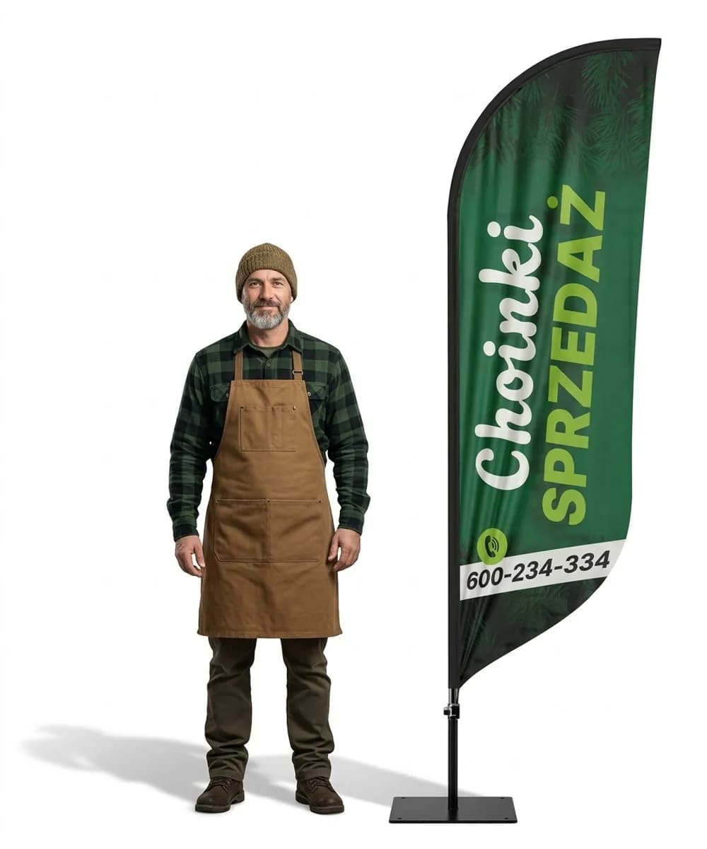 Werbefahne Winder – Weihnachtsbaumverkauf Werbung – Muster 3 – konfigurierbares Set