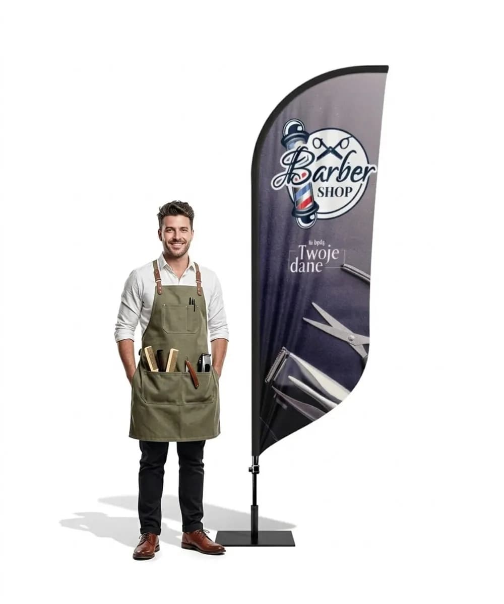Werbefahne Winder – Barber – Muster 15 – konfigurierbares Set