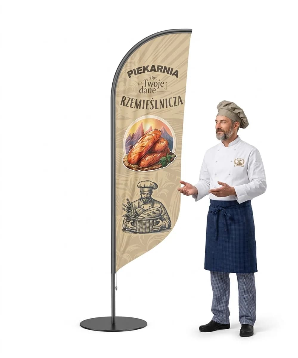 Werbefahne Winder – Handwerksbäckerei – Muster 1 – konfigurierbares Set