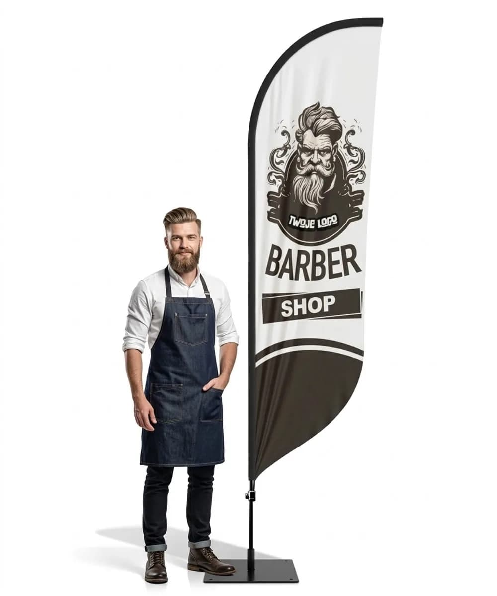 Werbefahne Winder – Barber – Muster 27 – konfigurierbares Set