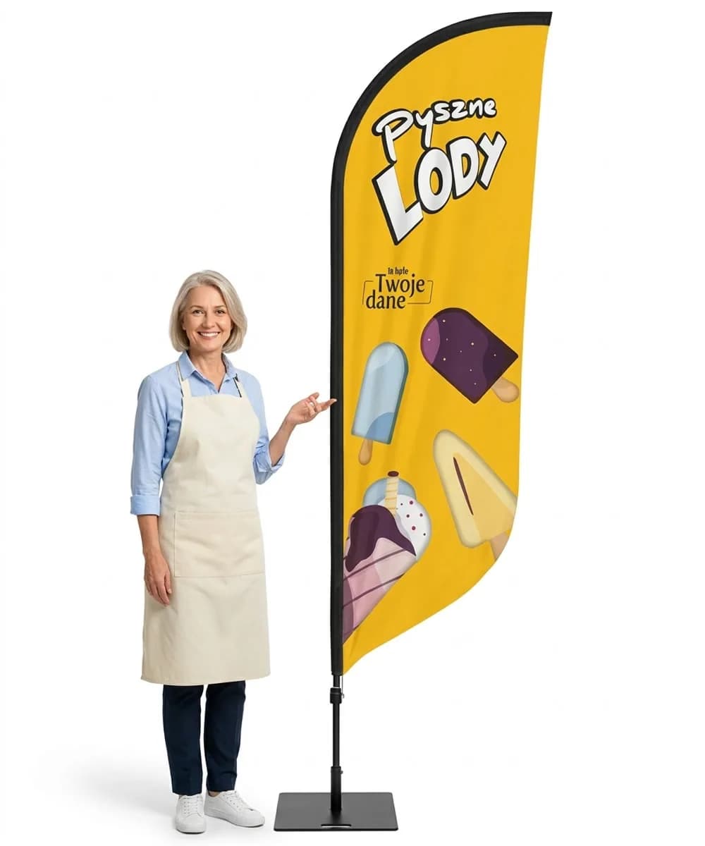 Werbefahne Winder – Eis Werbung – Muster 33 – konfigurierbares Set