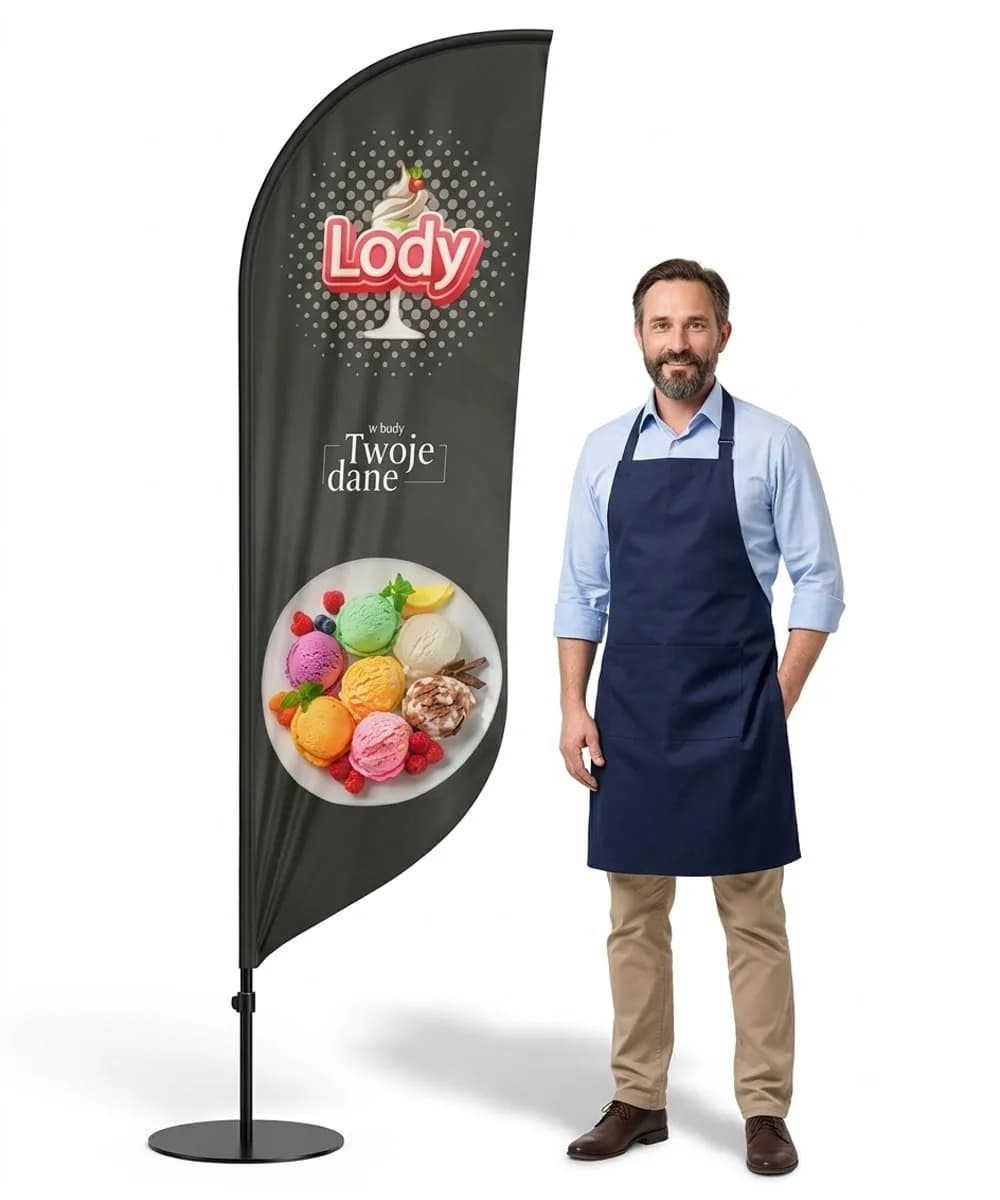Werbefahne Winder – Eis Werbung – Muster 35 – konfigurierbares Set