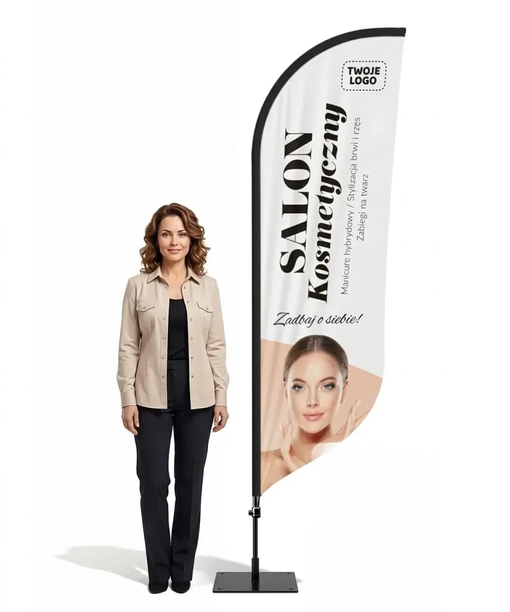 Werbefahne Winder – Beautysalon – Muster 1 – konfigurierbares Set