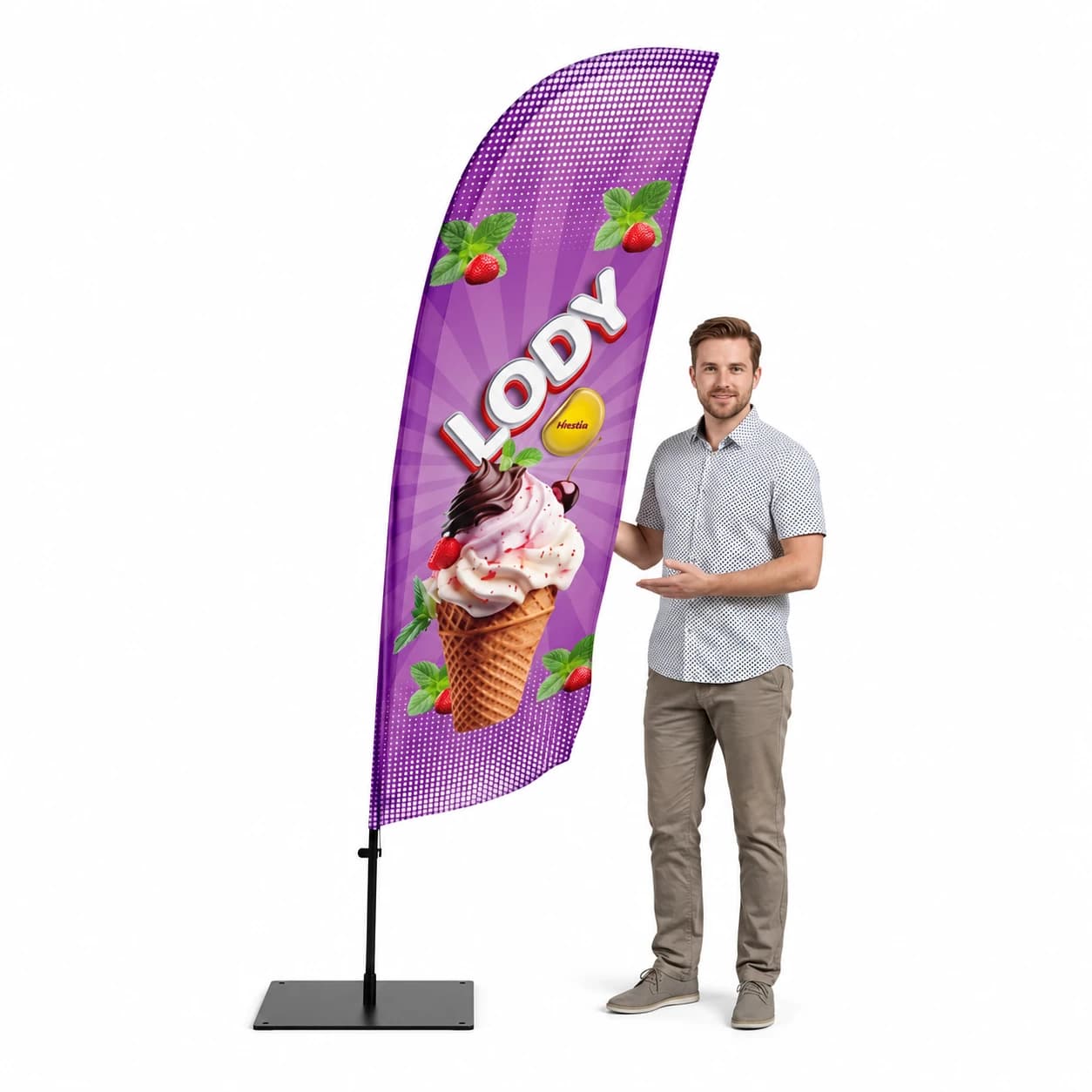 Werbefahne Winder – Eis – Muster 6 – konfigurierbares Set