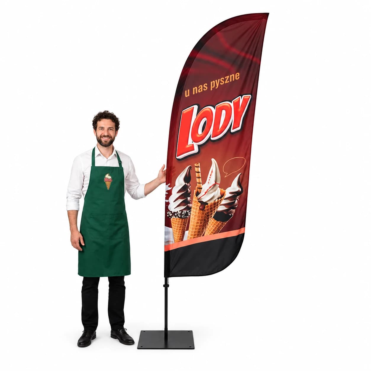 Werbefahne Winder – Eis – Muster 10 – konfigurierbares Set