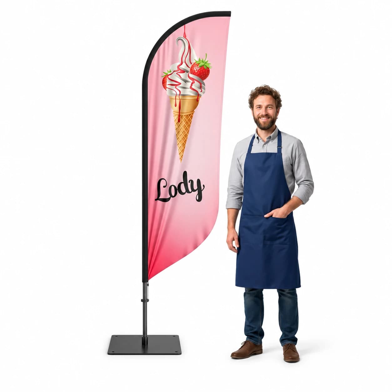 Werbefahne Winder – Eis – Muster 17 – konfigurierbares Set