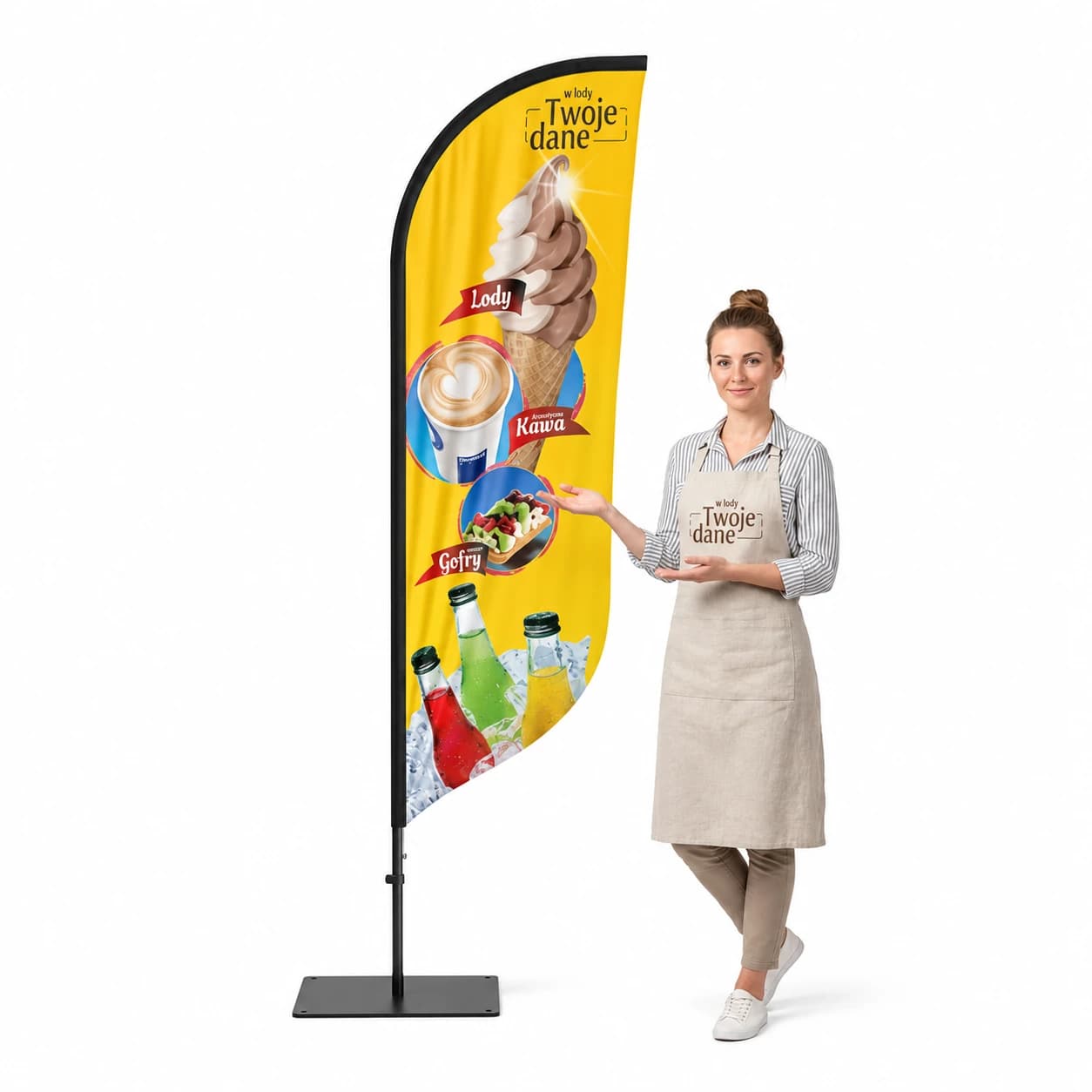 Werbefahne Winder – Eis – Muster 40 – konfigurierbares Set