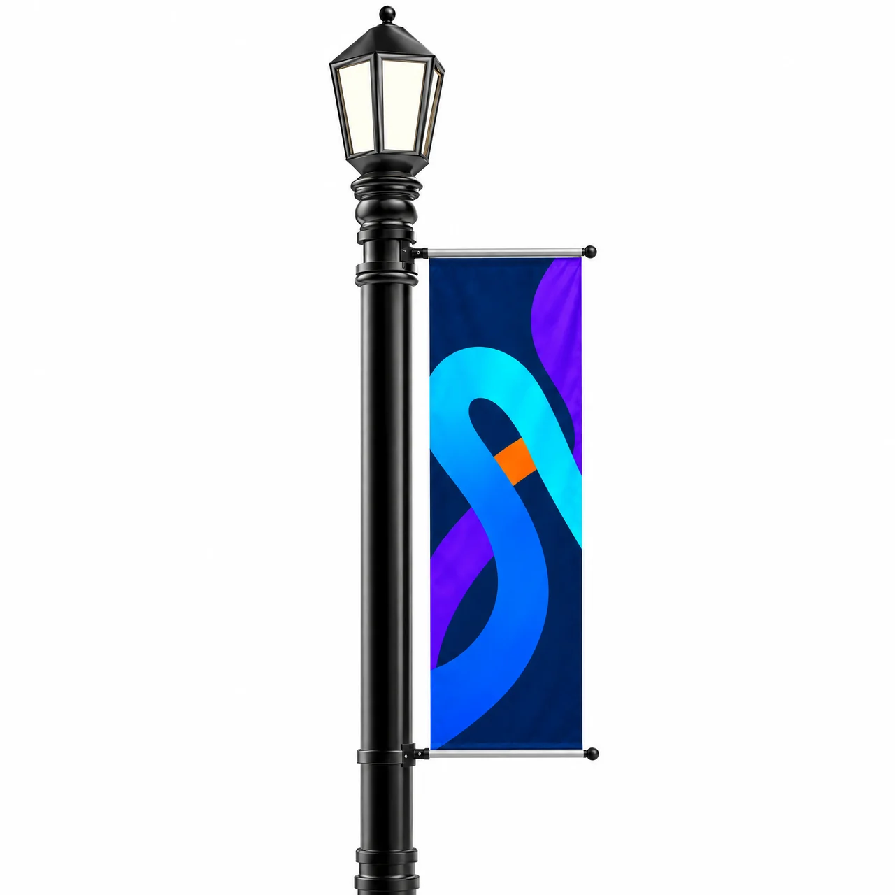 Straßenmast Avenue einfach mit Fahne an einer Laterne